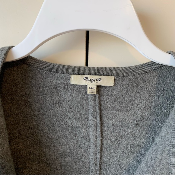 Madewell Heathered Grey Merino Wool Oversized Open Cardigan Sweater Jacket - Picture 7 of 9